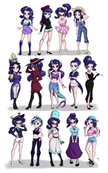 Size: 3644x5847 | Tagged: safe, artist:the-park, rarity, human, mermaid, best gift ever, equestria girls, friendship university, it isn't the mane thing about you, ppov, rarity investigates, scare master, school daze, simple ways, sleepless in ponyville, sweet and elite, testing testing 1-2-3, the cutie re-mark, the gift of the maud pie, alternate costumes, alternate hairstyle, alternate timeline, ancient wonderbolts uniform, armpits, bandeau, beatnik rarity, belly button, beret, camping outfit, clothes, commonity, converse, costume, denim shorts, detective rarity, disguise, dress, hat, high heels, high res, mermarity, midriff, miniskirt, multeity, night maid rarity, nightmare takeover timeline, outfit catalog, plainity, punk, rarihick, raripunk, shadow spade, shoes, short shirt, shorts, side slit, simple background, skirt, solo, sports bra, sweater, uniform