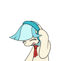 Size: 1200x992 | Tagged: safe, artist:neighday, coco pommel, earth pony, pony, animated, cocobetes, cute, eyes closed, female, gif, headbang, headphones, mare, necktie, party hard, simple background, solo, tongue out, transparent background