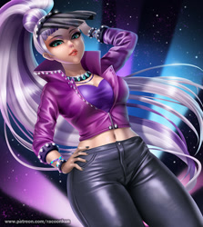 Size: 900x1010 | Tagged: safe, artist:racoonsan, coloratura, human, beautiful, belly button, bracelet, breasts, busty coloratura, cleavage, countess coloratura, female, hand on hip, humanized, jewelry, looking at you, midriff, nail polish, necklace, solo