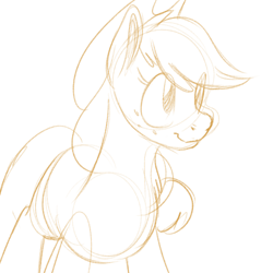 Size: 500x500 | Tagged: safe, artist:goat train, applejack, earth pony, pony, monochrome, sketch, solo