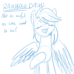 Size: 500x500 | Tagged: safe, artist:goat train, rainbow dash, pegasus, pony, eyes closed, monochrome, open mouth, sketch, solo