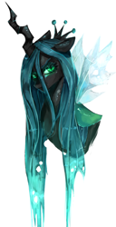 Size: 2234x4361 | Tagged: safe, artist:riukime, queen chrysalis, changeling, changeling queen, bust, female, portrait, quadrupedal, simple background, solo, white background