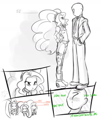 Size: 2000x2400 | Tagged: safe, artist:ponut_joe, adagio dazzle, aria blaze, sonata dusk, oc, oc:anon, equestria girls, :<, adoragio, blushing, breasts, cute, delicious flat chest, frown, greentext, height difference, pouting, short, size chart, smol, text, the dazzlings, vulgar