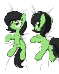 Size: 8000x10000 | Tagged: safe, artist:skitter, oc, oc only, oc:anon filly, earth pony, pony, absurd resolution, adoranon, body pillow, body pillow design, butt, colored pupils, cute, dock, female, filly, foal, looking at you, on back, plot, solo