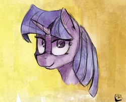 Size: 2177x1769 | Tagged: safe, artist:post-it, twilight sparkle, bust, colored sketch, sketch, solo