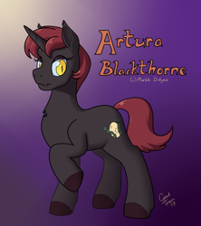 Size: 1280x1440 | Tagged: safe, artist:goat train, oc, oc only, oc:artura blackthorne, bat pony, hybrid, pony, unicorn, bat pony unicorn, commission, female, milf, raised hoof, solo