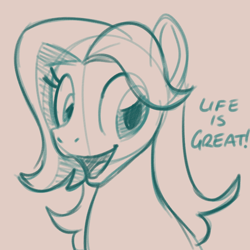 Size: 700x700 | Tagged: safe, artist:goat train, oc, oc only, oc:cumulonimbus, pony, bust, dialogue, monochrome, open mouth, portrait, sketch, smiling, solo