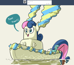 Size: 1280x1114 | Tagged: safe, artist:docwario, bon bon, lyra heartstrings, sweetie drops, boatpony, pony, askblankbon, boat, female, fishing, fishing rod, lesbian, lyrabon, shipping, tumblr, wat