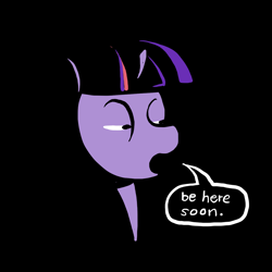 Size: 1280x1280 | Tagged: safe, artist:docwario, twilight sparkle, pony, black background, bust, dialogue, female, mare, simple background, solo, speech bubble