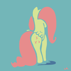 Size: 1800x1800 | Tagged: safe, artist:docwario, fluttershy, pegasus, pony, minimalist, rear view, solo