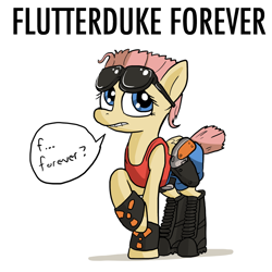 Size: 800x800 | Tagged: safe, artist:docwario, fluttershy, pegasus, pony, crossover, duke nukem, duke nukem forever