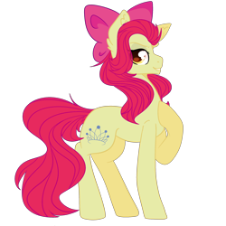 Size: 2500x2500 | Tagged: safe, artist:bublebee123, apple bloom, earth pony, pony, alternate hairstyle, alternate universe, apple bloom's bow, bow, female, grin, hair bow, mare, older, older apple bloom, raised hoof, simple background, smiling, smug, solo, swapped cutie marks, transparent background