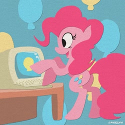 Size: 1575x1575 | Tagged: safe, artist:docwario, pinkie pie, earth pony, pony, canvas, computer, female, mare, pink coat, pink mane