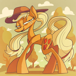 Size: 1024x1024 | Tagged: safe, artist:docwario, applejack, earth pony, pony, female, mare, solo, tall, wat