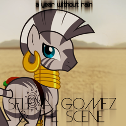 Size: 800x800 | Tagged: safe, artist:penguinsn1fan, artist:shelltoon, zecora, zebra, cover, parody, plot, selena gomez, solo