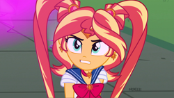Size: 4000x2250 | Tagged: safe, artist:orin331, sunset shimmer, equestria girls, anime, clothes, crossover, high res, magical girl, meme, pigtails, sailor moon, sailor moon redraw meme, serena tsukino, solo, tsukino usagi, twintails