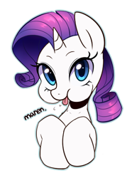 Size: 384x516 | Tagged: safe, artist:maren, rarity, pony, unicorn, graceful, puffy cheeks, raspberry, silly, silly pony, solo, tongue out