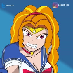 Size: 2048x2048 | Tagged: safe, artist:nando13, adagio dazzle, human, equestria girls, clothes, cosplay, costume, fangs, grin, human coloration, sailor moon, sailor moon redraw meme, serena tsukino, smiling, solo, tsukino usagi