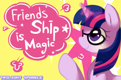 Size: 950x629 | Tagged: safe, artist:maren, twilight sparkle, glasses, magic, pixiv, solo