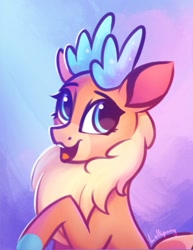 Size: 549x710 | Tagged: safe, artist:lollipony, velvet reindeer, deer, reindeer, them's fightin' herds, cloven hooves, community related, cute, female, happy, open mouth, smiling, solo