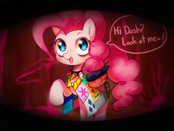 Size: 1300x977 | Tagged: safe, artist:maren, pinkie pie, earth pony, pony, fanfic:cupcakes, cutie mark dress, solo