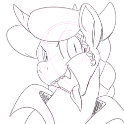 Size: 700x700 | Tagged: safe, artist:goat train, oc, oc only, oc:marker pony, pony, 4chan, devil, open mouth, sharp teeth, sketch, slit eyes, solo, teeth, tongue out