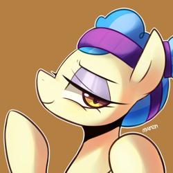 Size: 1450x1450 | Tagged: safe, artist:maren, sapphire shores, earth pony, pony, bedroom eyes, eyeshadow, female, headband, looking at you, mare, smiling, solo