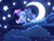 Size: 2048x1536 | Tagged: safe, alternate version, artist:dsp2003, princess luna, trixie, alicorn, pony, bipedal, blushing, chibi, cloud, cloudy, crescent moon, crying, cute, diabetes, diatrixes, eyes closed, filly, happy, hat, lifeloser-ish, lunabetes, moon, night, night sky, open mouth, s1 luna, smiling, spread wings, stars, style emulation, tangible heavenly object, transparent moon, trixie's cape, trixie's hat, wallpaper, woona