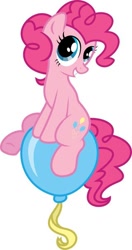 Size: 320x604 | Tagged: safe, artist:pony-paint, pinkie pie, earth pony, pony, balloon, balloon sitting, female, grin, mare, show accurate, simple background, sitting, smiling, solo, white background