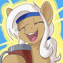 Size: 700x700 | Tagged: safe, artist:goat train, oc, oc only, oc:almond joy, pony, bust, eyes closed, mug, open mouth, open smile, portrait, smiling, solo