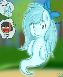 Size: 1280x1554 | Tagged: safe, artist:freefraq, oc, oc only, oc:shiny slime, ghost, ghost pony, awesome face, species swap, tumblr