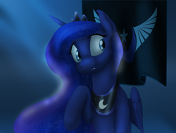 Size: 3000x2250 | Tagged: safe, artist:amarynceus, artist:kurausuki, princess luna, alicorn, pony, banner, colored, female, mare, new lunar republic, solo