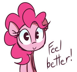 Size: 1137x1069 | Tagged: safe, artist:lilboulder, pinkie pie, earth pony, pony, dialogue, female, looking at you, mare, motivational, simple background, smiling, solo, white background