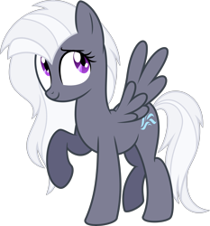 Size: 4080x4373 | Tagged: safe, artist:aureai, oc, oc only, oc:aureai gray, pegasus, pony, absurd resolution, cutie mark, eyelashes, female, purple hair, raised hoof, simple background, solo, transparent background, vector, wings