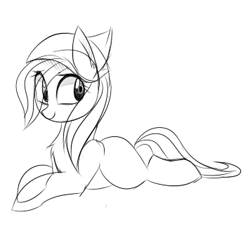 Size: 353x356 | Tagged: safe, artist:aureai-sketches, oc, oc only, earth pony, pony, bandana, female, looking back, monochrome, simple background, sketch, smiling, solo, white background