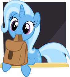 Size: 5000x5493 | Tagged: safe, artist:anonshy, derpibooru exclusive, trixie, pony, unicorn, to saddlebags and back again, to where and back again, .svg available, absurd resolution, bag, cute, diatrixes, female, happy, mouth hold, simple background, solo, transparent background, vector