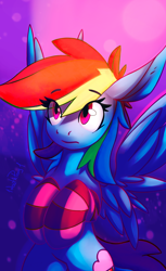 Size: 2000x3273 | Tagged: safe, artist:1deathpony1, artist:queenbloodysky, rainbow dash, pegasus, pony, collaboration, clothes, cute, flying, socks, solo, striped socks