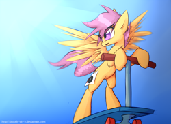 Size: 2000x1452 | Tagged: safe, artist:queenbloodysky, scootaloo, pegasus, pony, female, scooter, solo