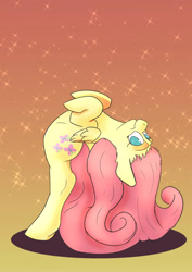 Size: 1769x2500 | Tagged: safe, artist:paleheart-arts, fluttershy, pegasus, pony, backbend, bipedal, flexible, folded wings, looking at you, looking sideways, solo, yoga