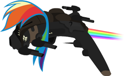 Size: 480x295 | Tagged: safe, artist:jaxley, rainbow dash, taranis, barely pony related, blaster, crossover, eve online, gallente, gun, interceptor, mane, rainbow trail, simple background, solo, spaceship, transparent background, wat, weapon