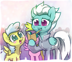 Size: 1046x896 | Tagged: safe, artist:dawnfire, fleetfoot, pegasus, pony, autograph, clothes, female, filly, mare, mouth hold