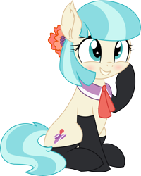 Size: 4562x5704 | Tagged: safe, artist:aureai-sketches, artist:cyanlightning, coco pommel, earth pony, pony, .svg available, absurd resolution, adorasexy, blushing, chest fluff, clothes, cocobetes, cute, ear fluff, female, grin, mare, sexy, simple background, sitting, smiling, socks, solo, squishy cheeks, stockings, thigh highs, transparent background, vector