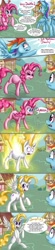 Size: 552x2500 | Tagged: safe, artist:starlightspark, pinkie pie, rainbow dash, surprise, earth pony, pegasus, pony, comic:pinkie pie's hidden talent, g1, colored pupils, comic, dragon ball z, female, g4 to g1, generation leap, mare, paint tool sai, super form, super saiyan, transformation, xk-class end-of-the-world scenario