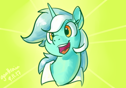 Size: 1000x700 | Tagged: safe, artist:goat train, lyra heartstrings, pony, unicorn, female, mare, open mouth, smiling, solo