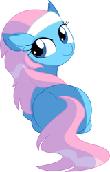 Size: 4793x7510 | Tagged: safe, artist:aureai-sketches, artist:cyanlightning, lotus blossom, earth pony, pony, .svg available, absurd resolution, back, cute, ear fluff, female, headband, looking back, mare, ponyloaf, prone, simple background, sitting, solo, transparent background, vector