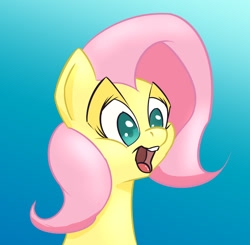 Size: 1222x1200 | Tagged: safe, artist:paleheart-arts, fluttershy, pegasus, pony, bust, cheering, female, gradient background, mare, open mouth, portrait, smiling, solo, three quarter view, yay