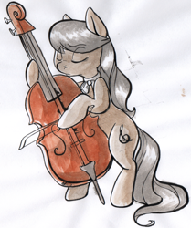 Size: 586x700 | Tagged: source needed, safe, artist:php27, octavia melody, earth pony, pony, bow (instrument), bowtie, cello, female, mare, musical instrument, solo, traditional art, watercolor painting