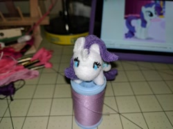 Size: 1267x950 | Tagged: safe, artist:tinyequine, rarity, irl, photo, plushie, sarubobo, spool