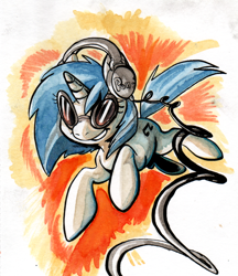 Size: 776x900 | Tagged: source needed, safe, artist:php27, dj pon-3, vinyl scratch, pony, unicorn, female, headphones, mare, solo, traditional art