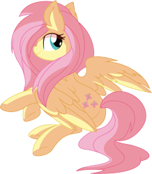 Size: 6561x7524 | Tagged: safe, artist:aureai-sketches, artist:cyanlightning, fluttershy, pegasus, pony, absurd resolution, back, cute, ear fluff, female, looking back, mare, simple background, sitting, solo, spread wings, transparent background, vector, wings